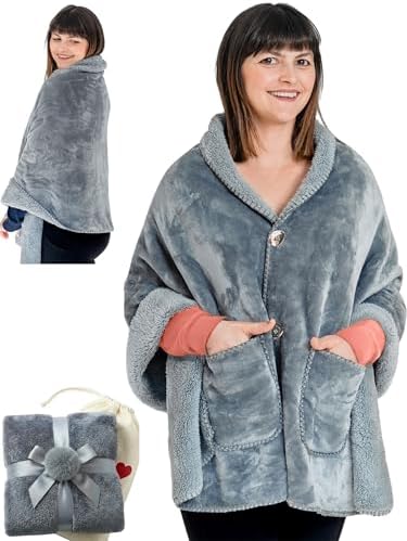 Original Premium Double Layer Poncho Blanket, No Sleeves, Sherpa