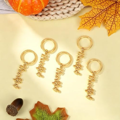 12 Pcs Fall Thanksgiving Gold Keychains Thank You Gifts Bulk