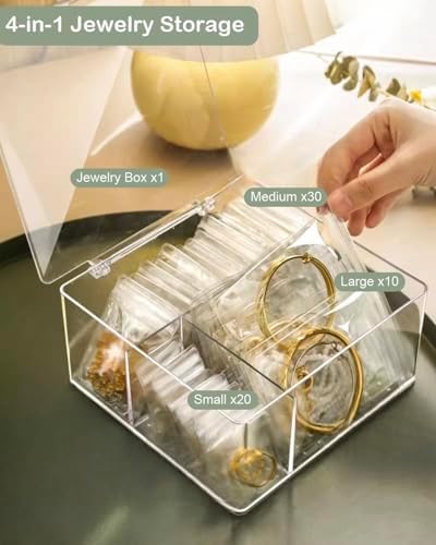 2 Pack 4 In 1 Acrylic Jewelry Organizers and Storage with 120 Portable