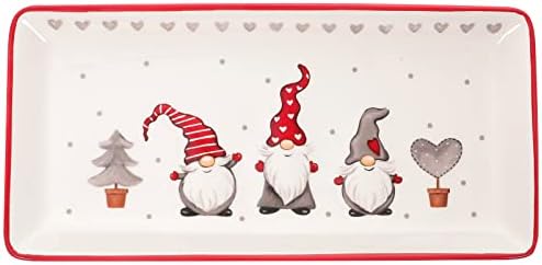 DOITOOL Ceramic Christmas Serving Trays with Christmas Gnome Design