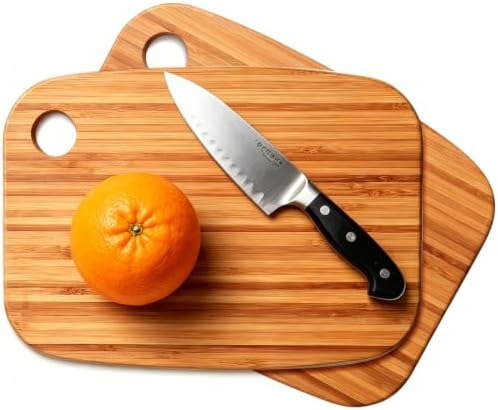 2 Pcs Small Bamboo Cutting Boards Set for Kitchen with Hanging