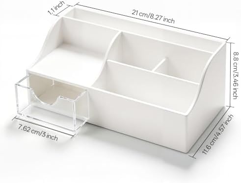 HBlife Acrylic Desk Organizer with Drawer, Pen & Pencil Holder