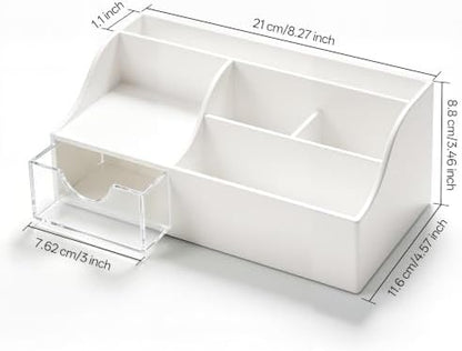 HBlife Acrylic Desk Organizer with Drawer, Pen & Pencil Holder