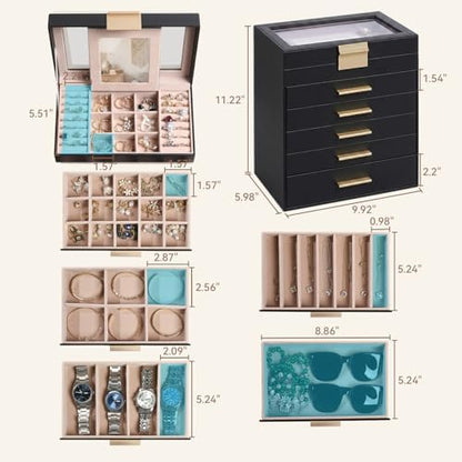 Brothersbox Large 6-Layer Jewelry Storage Box Organizer for Women