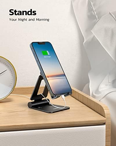 Nulaxy 2 Pack Aluminum Dual Folding Cell Phone Stanr for Desk, Black &