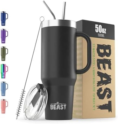 50oz Tumbler with Handle and Straw - Large Insulated Travel Mug for