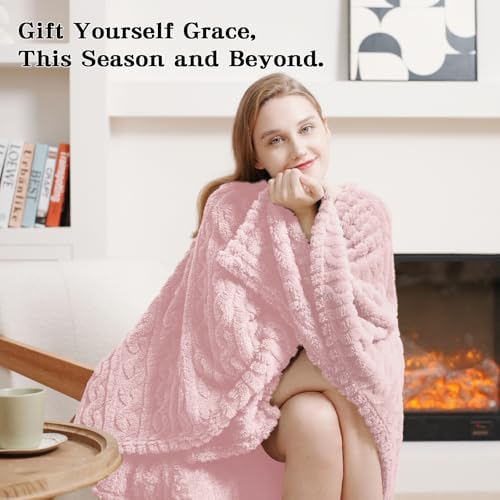 Wearable Blanket Sherpa Fleece Shawl Blanket with Pockets Blanket