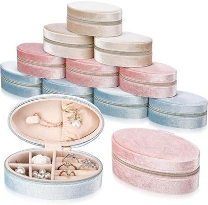 Kenning 12 Pcs Small Velvet Jewelry Case Travel Organizer