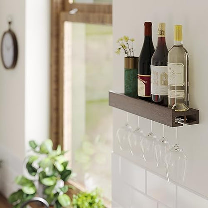 Rustic State Smith Wall Mounted Wood Floating Wine Bottle Rack with