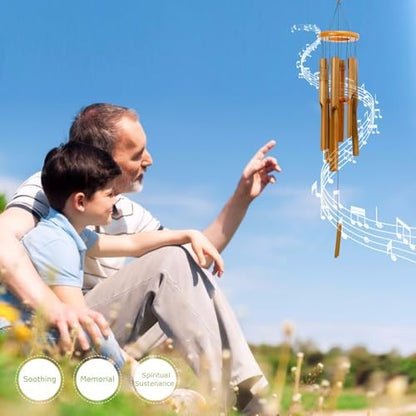 Bamboo Wind Chime for Outside, Wooden Wind Chimes Garden Memorial