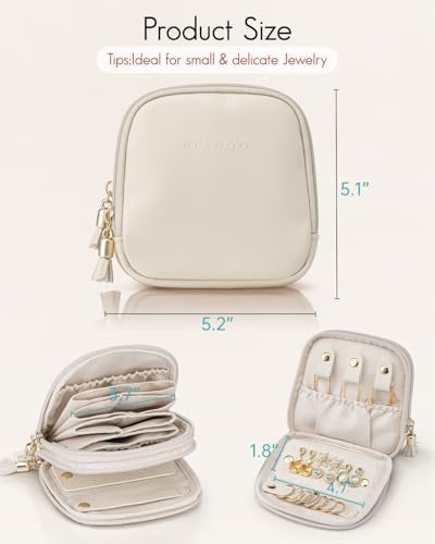 VLANDO Jewelry Travel Case with 2 Layers for Necklaces,Rings,Earrings