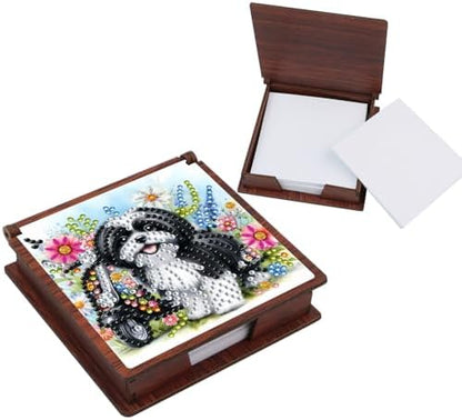 Sticky Note Holder Diamond Art Painting Wooden Post Note Dispenser