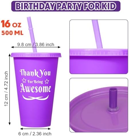 Dandat 80 Pcs Thank You Cups 16 Oz Tumbler with Straw Lid 10 Colors
