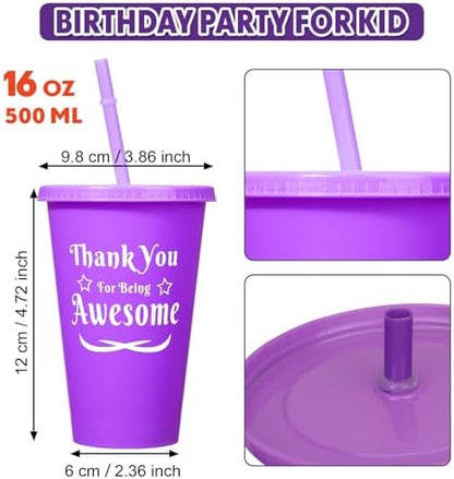 Dandat 80 Pcs Thank You Cups 16 Oz Tumbler with Straw Lid 10 Colors