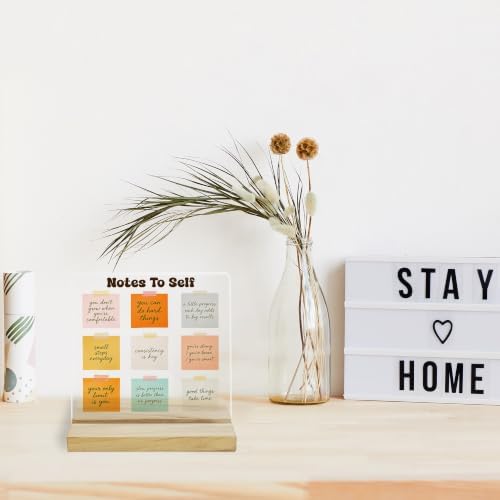 Notes to Self Inspirational Acrylic Plaque, Positive Quote Desk Decor