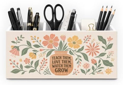 Teacher Gifts for Women Boho Floral Pencil Pen Holder for Desk