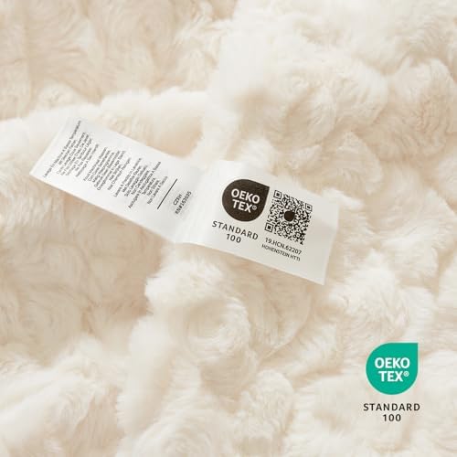 Cozy Bliss Faux Fur Throw Blanket for Couch, Fuzzy Soft Plush Thick