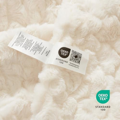 Cozy Bliss Faux Fur Throw Blanket for Couch, Fuzzy Soft Plush Thick
