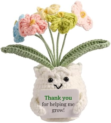 Teacher Gifts for Women, Helping Me Grow Crochet Flower Pot