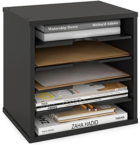 Ballucci 5-Tier File Organizer for Desk, Wooden Mail Sorter, Office