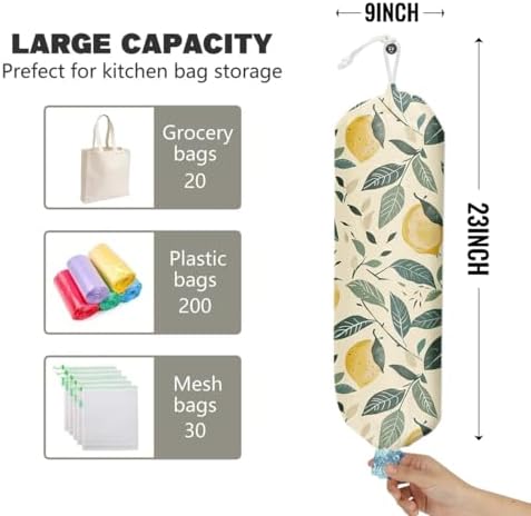 Lemon Plastic Bag Wall Organizer Holder Reusable Grocery Trash Bags