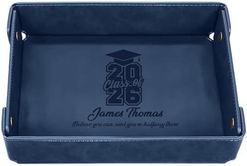 Engraved PU Leather Valet Tray – Personalized Catchall with Custom