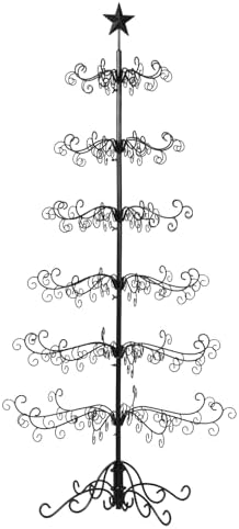 VINGLI 6ft Wrought Iron Christmas Tree w/192 Branch Tips, 6-Tier Metal