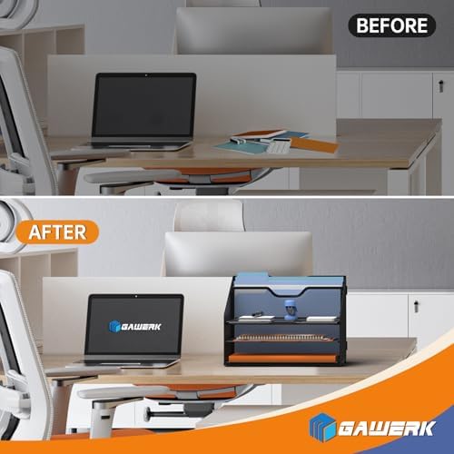 GAWERK Desk File Organizer Paper Letter Tray File Holder Office Rack