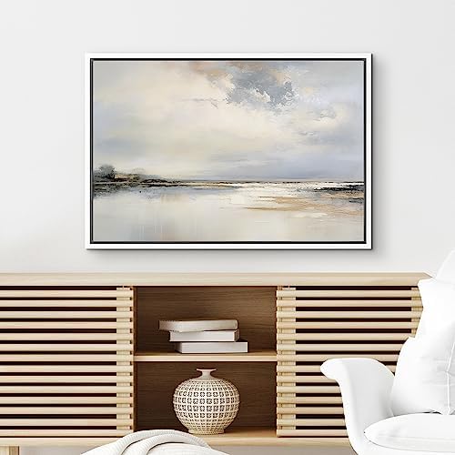 wall26 Framed Canvas Print Wall Art Storm Cloud Lake Reflection Nature