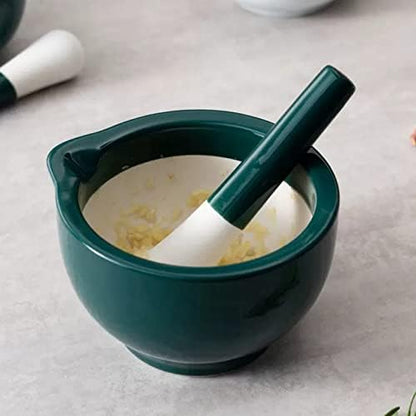 Mortar and Pestle Set Porcelain Mortar and Pestle Set, Dark Green