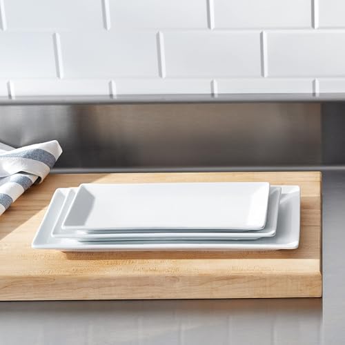Amazon Basics 3-Piece Porcelain Serving Platters, Oven Safe, for