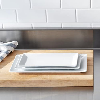 Amazon Basics 3-Piece Porcelain Serving Platters, Oven Safe, for