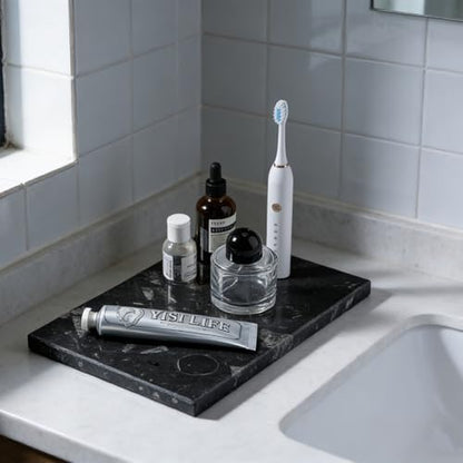 Natural Moroccan Fossil Stone Tray - Black Marble Decorative Serving