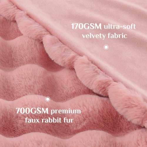 BEDELITE Faux Fur Throw Bubble Blanket for Couch, 50" x 60", Dusty