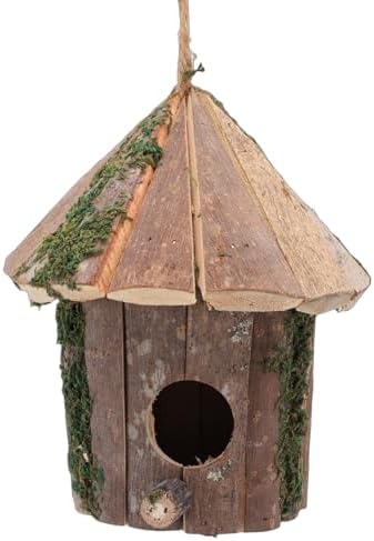 Cedar Birdhouse with Rope Hanging for Garden Decor