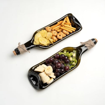 Melted Wine Bottle Serving Boards - Decorative Rectangle Serving Trays