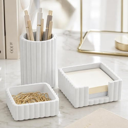 Modern Aesthetic Desk Accessories Set of 3 - Stylish Concrete