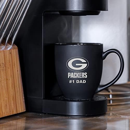 Rico Industries NFL Football #1 Dad 15oz Laser Engraved Matte Black