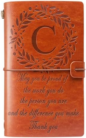 Thank You Gifts Monogrammed Initial Leather Journal Make a Difference