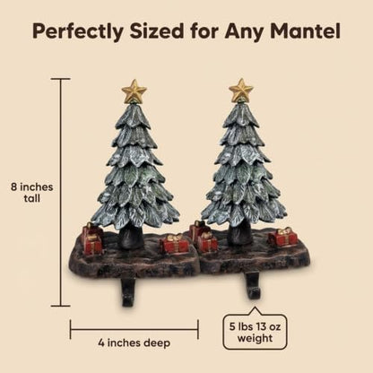 Lulu Decor, Heavy Cast Iron 3D Green Trees, Christmas Stocking