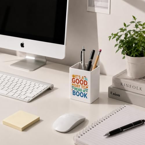 It's A Good Day to Read A Book, Funny White Cosmetic Pencil Pen Holder