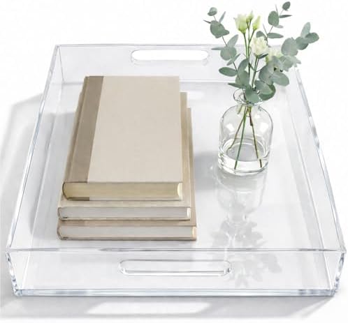 Clear Large Acrylic Serving Tray 20x12, Waterproof Modern Coffee Table