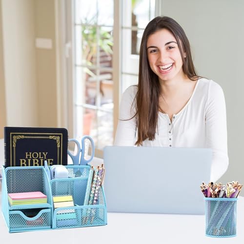 12 in 1 Blue Desk Organizers & Office Supplies Set for Office Home