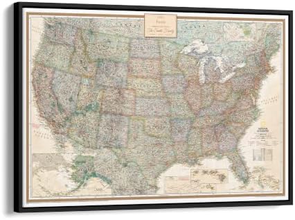 Executive United States Map with Pins – Detailed National Geographic