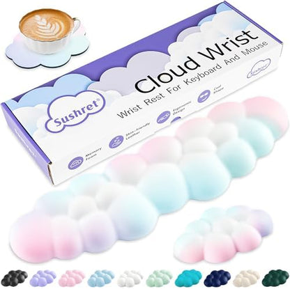 Sushret Cloud Wrist Rest Keyboard, Cloud Keyboard Wrist Pad Set with