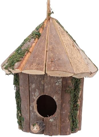 Cedar Birdhouse with Rope Hanging for Garden Decor