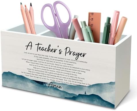 DILSJ Christian Teacher Gifts Pen Pencil Holder Organizer for Desk, A