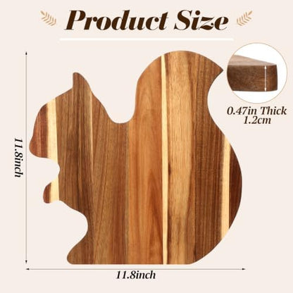 Novabright Fall Squirrel Shaped Cutting Board Acacia Wooden Serving