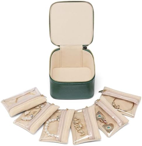 VLANDO Travel Jewelry Organizer with 6 Clear Velvet Zipper