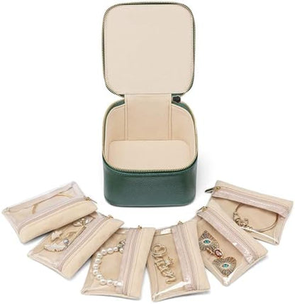 VLANDO Travel Jewelry Organizer with 6 Clear Velvet Zipper